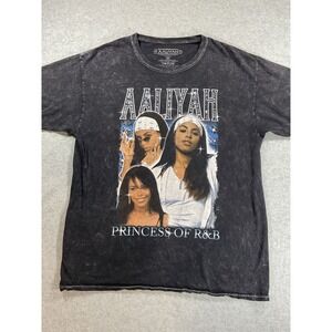 Aaliyah Princess of R&B Graphic Tee Charcoal Mineral Wash Boyfriend Fit M/L 2312